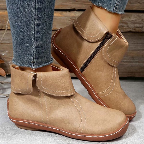 Bottines pour femme de style vintage avec surpiqûres contrastantes