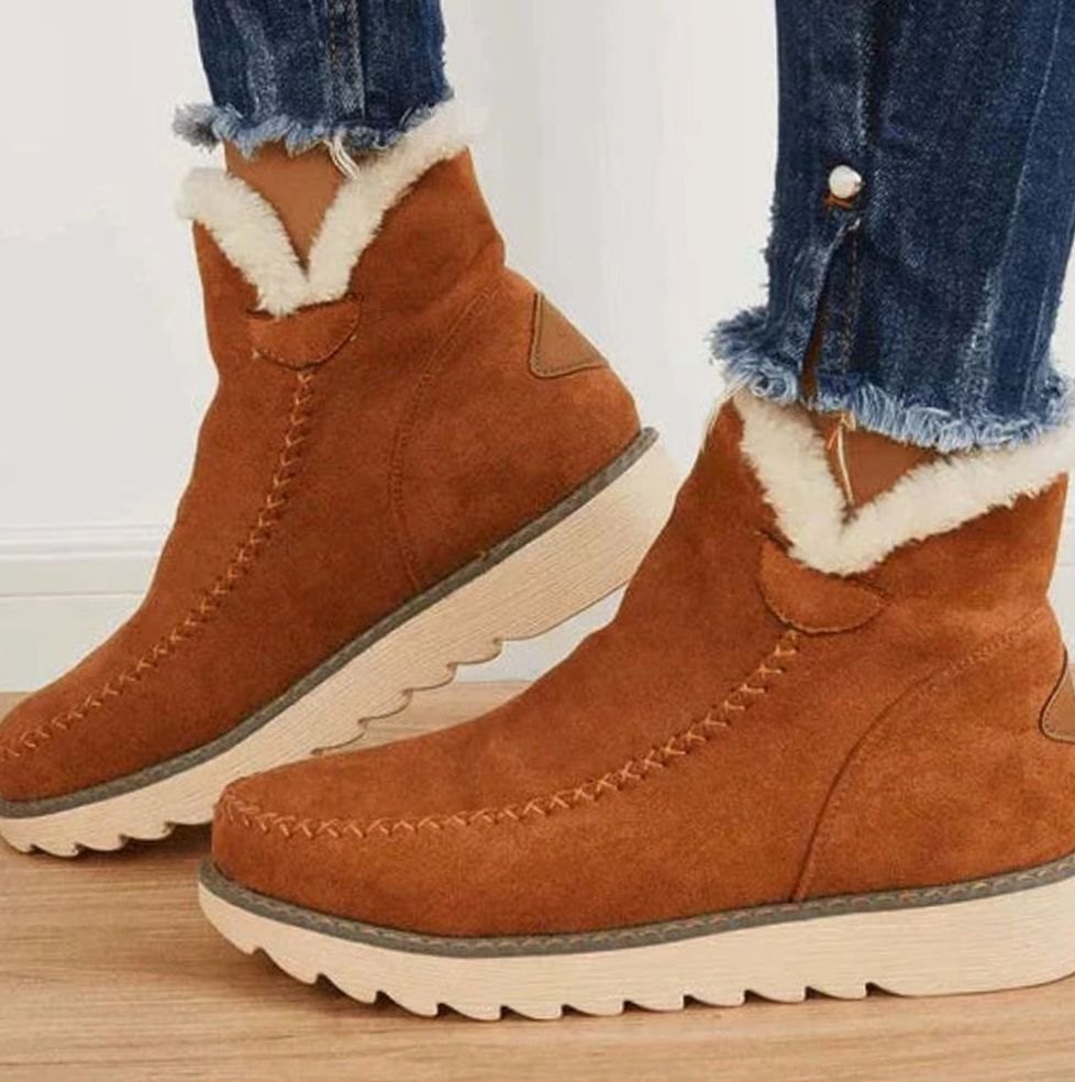 Women's Warm Faux Fur-Lined Slip-On Winter Ankle Boots