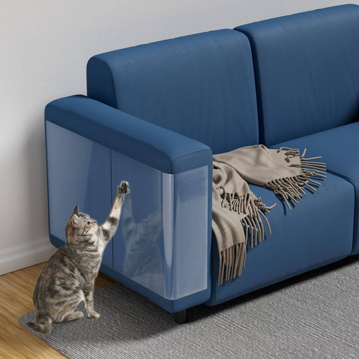 10-Pack Clear Cat Scratch Furniture Protectors for Couches and Doors with Twist Pins