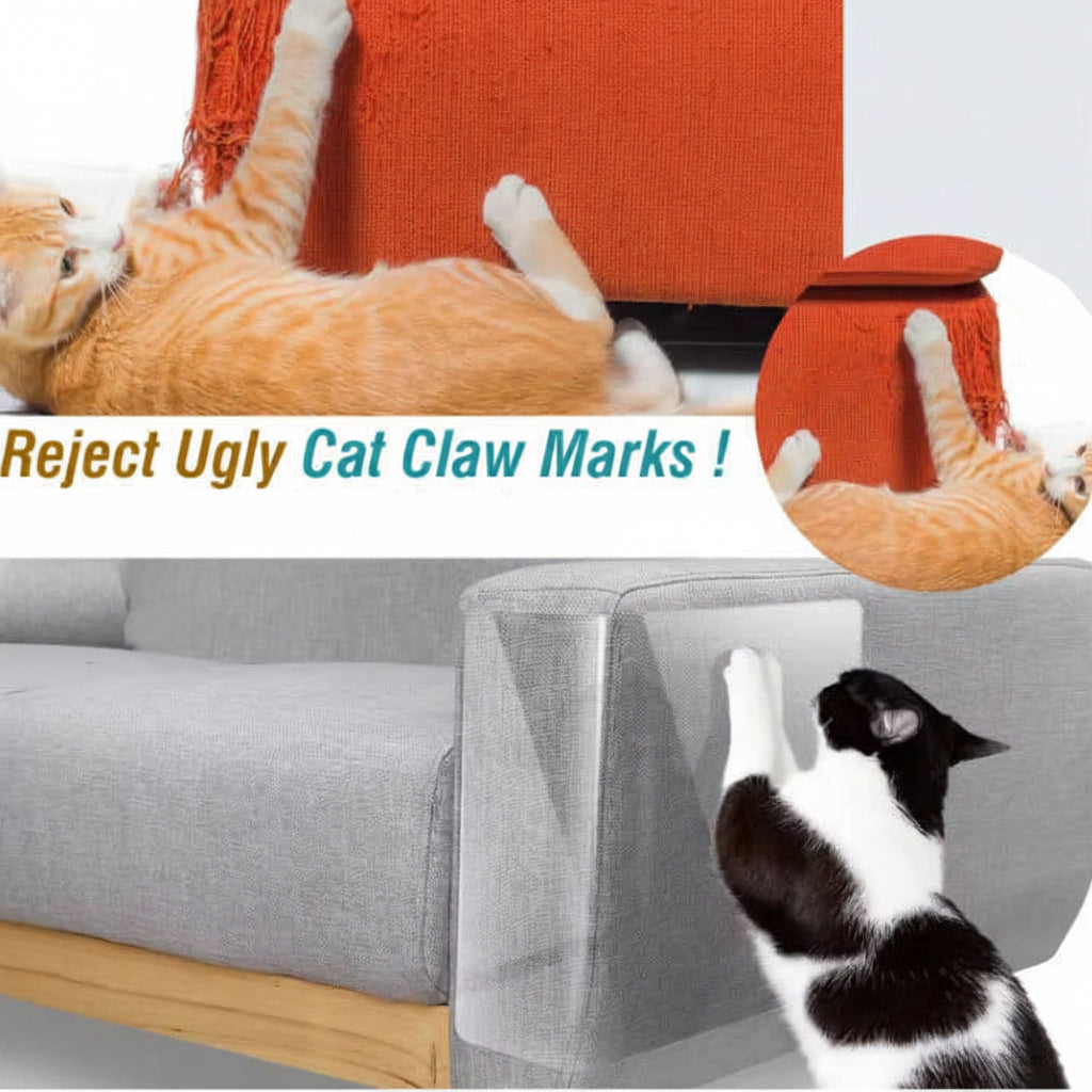10-Pack Clear Cat Scratch Furniture Protectors for Couches and Doors with Twist Pins