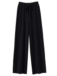 100% Cashmere High-Waist Wide-Leg Knit Trousers - Soft & Warm