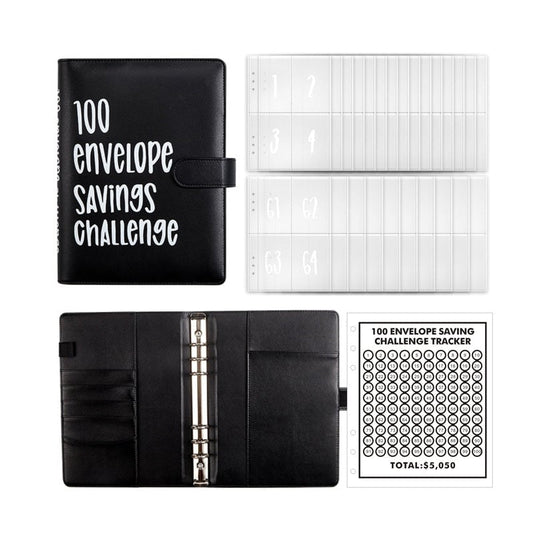 Classeur d’épargne à 100 enveloppes - organiseur budgétaire en similicuir