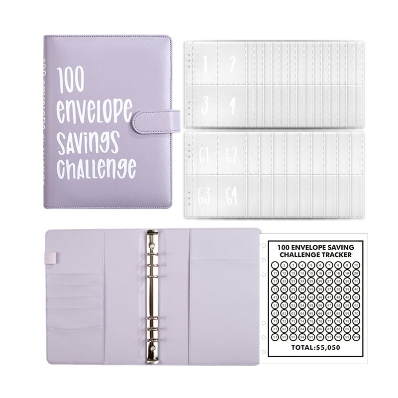 Classeur d’épargne à 100 enveloppes - organiseur budgétaire en similicuir