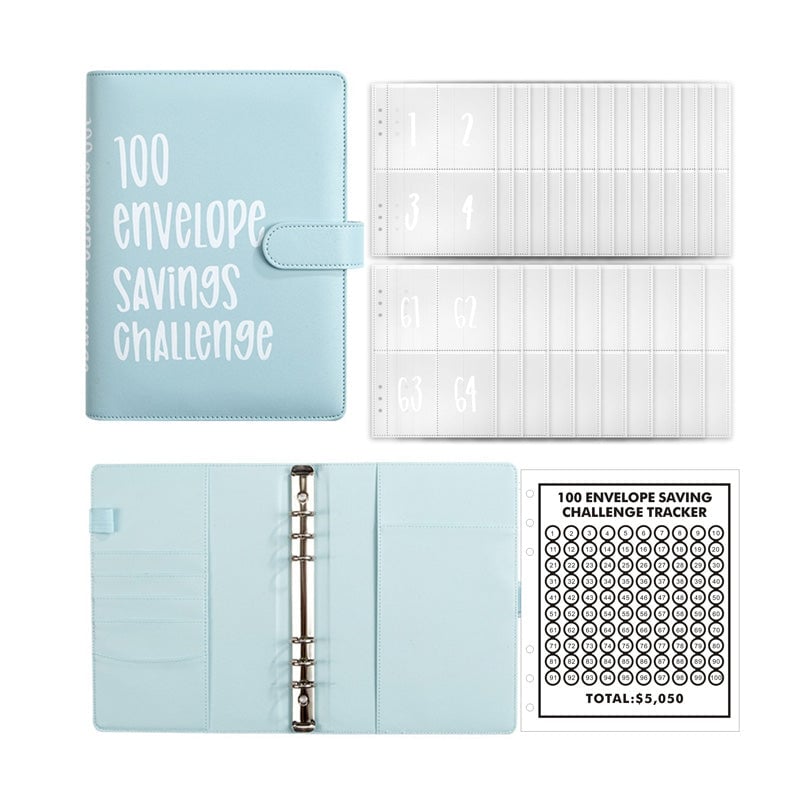 Classeur d’épargne à 100 enveloppes - organiseur budgétaire en similicuir