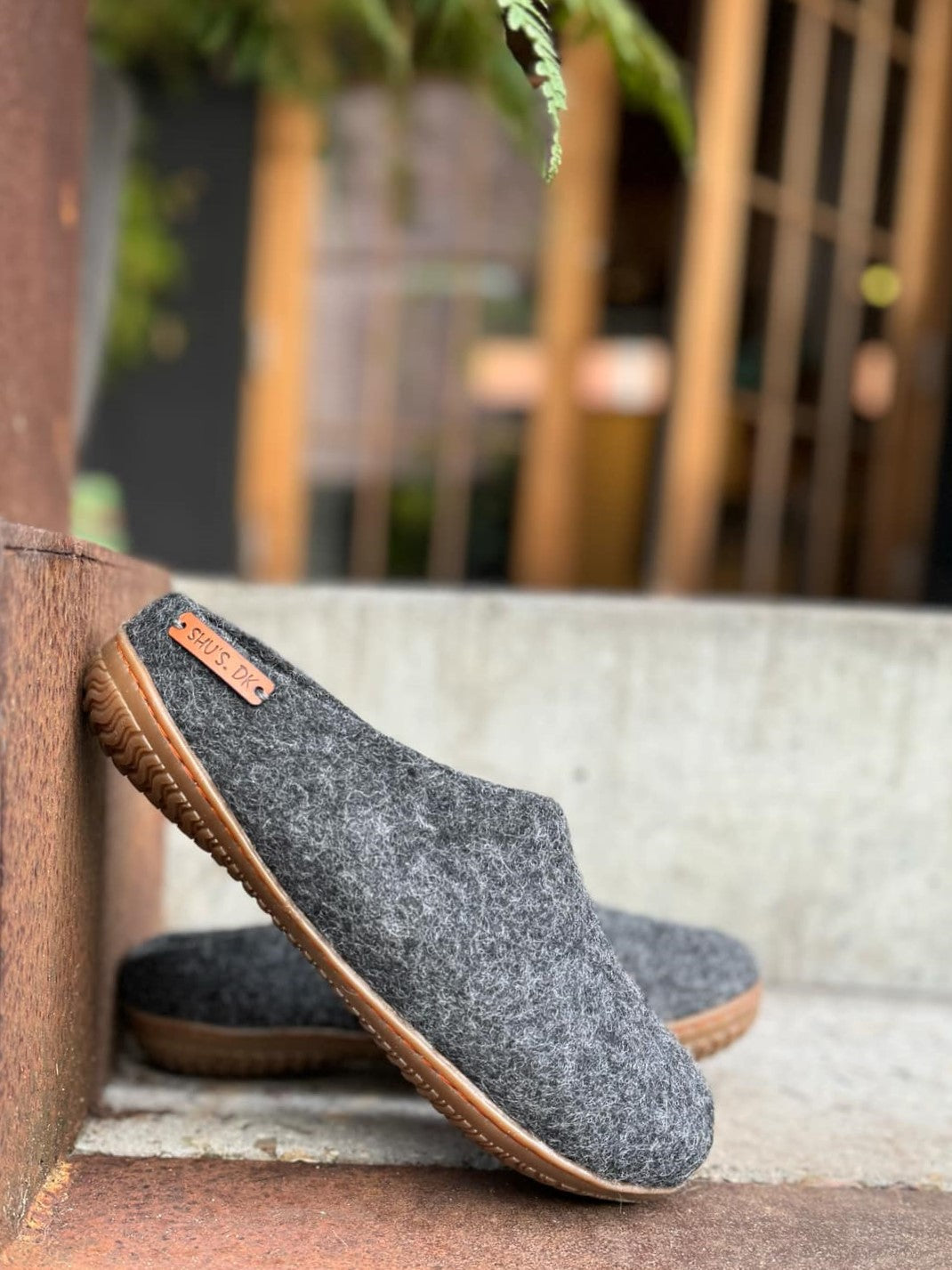 100% Pure Wool Slippers with Rubber Sole - Charcoal