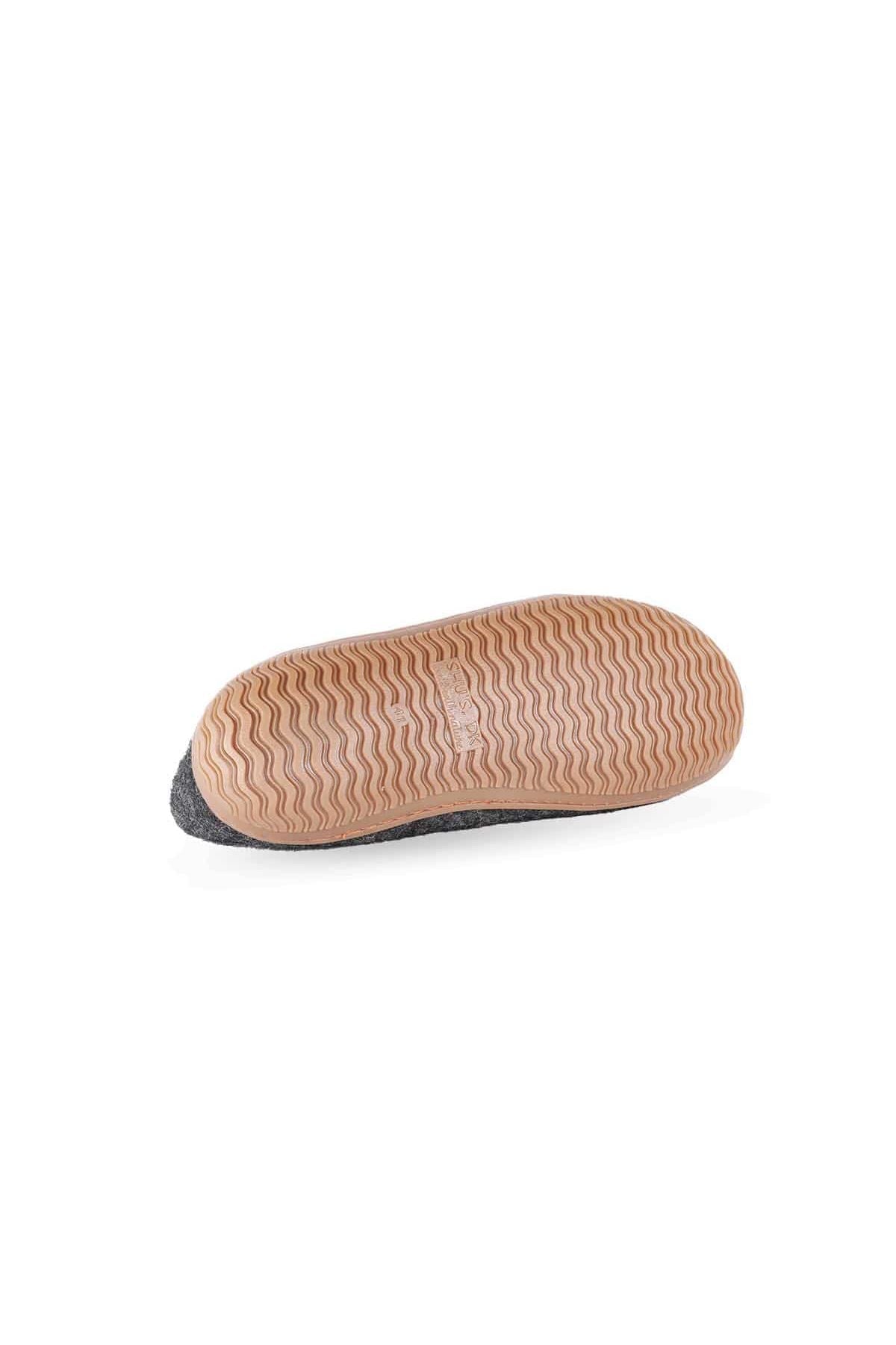 100% Pure Wool Slippers with Rubber Sole - Charcoal