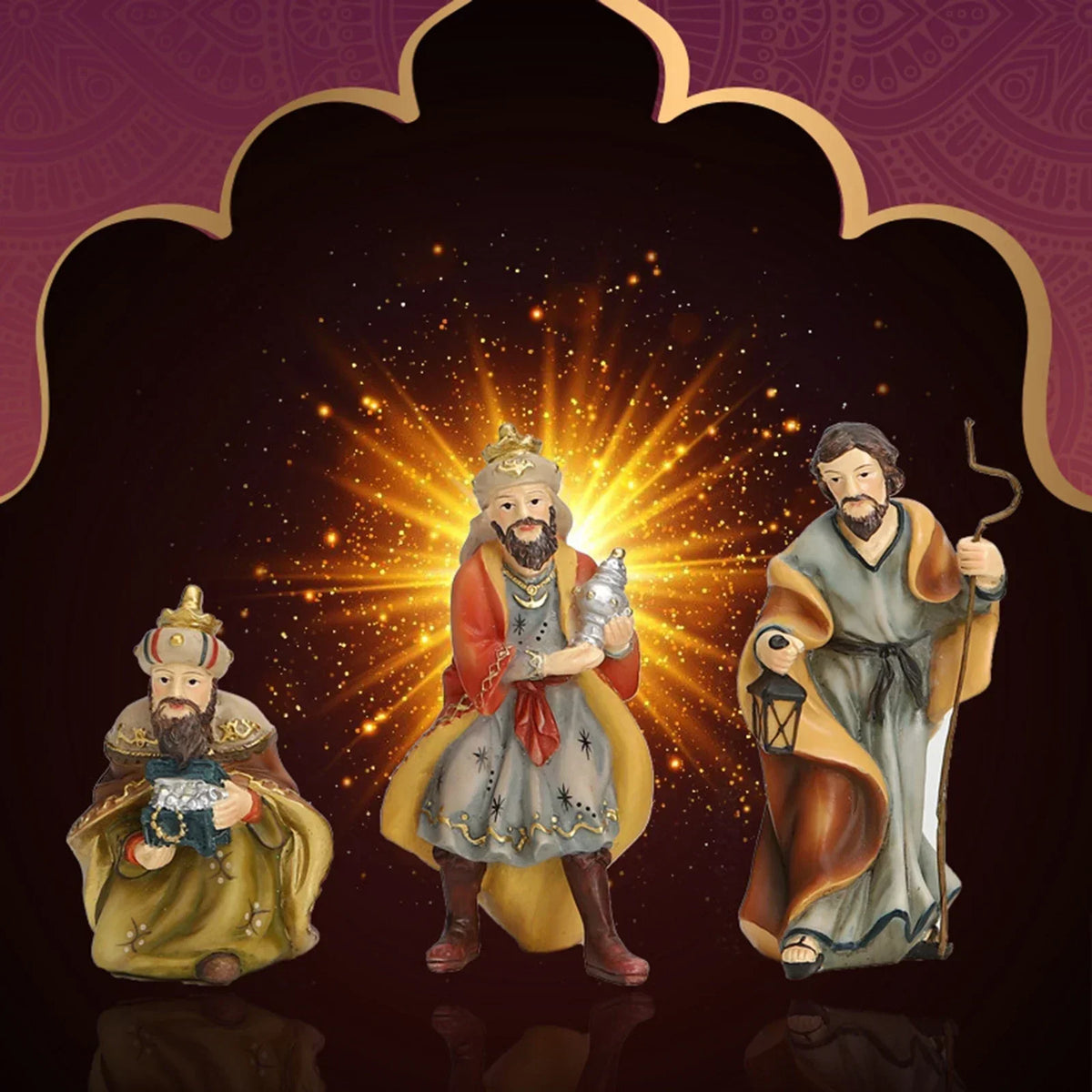 Crèche en résine de 11 pièces - figurines de scène de la Nativité pour intérieur et extérieur