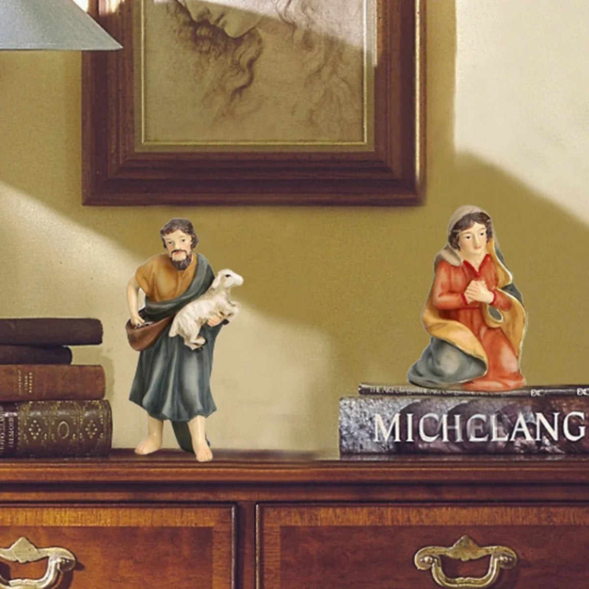Crèche en résine de 11 pièces - figurines de scène de la Nativité pour intérieur et extérieur