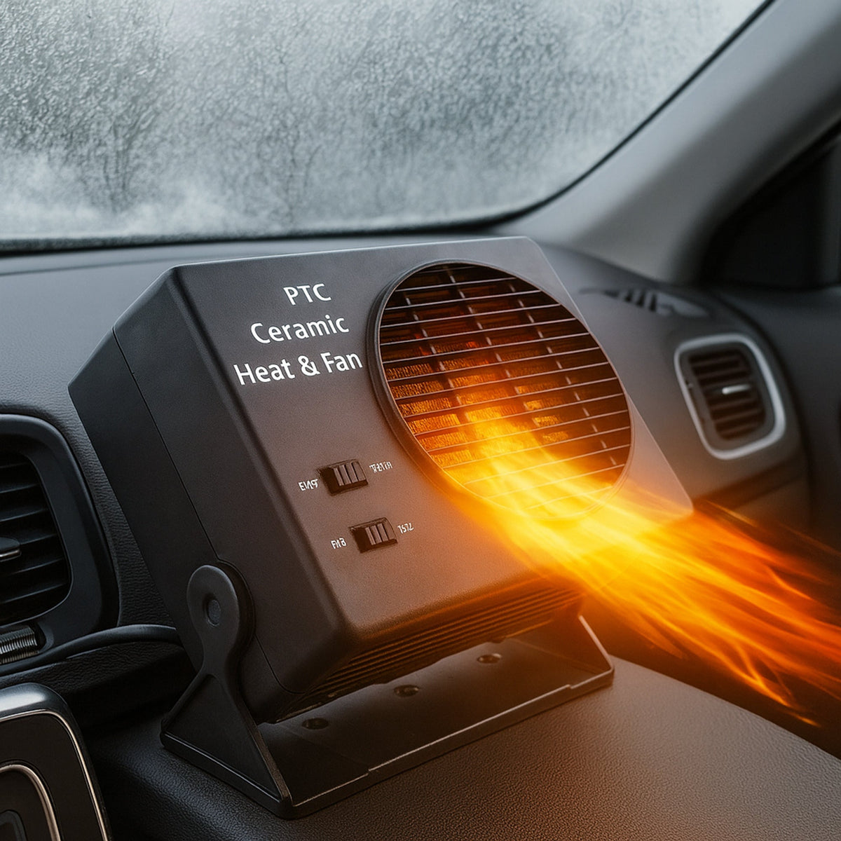 12V Portable Ceramic Car Fan Heater with Rapid Cabin Heating and Heat Modes
