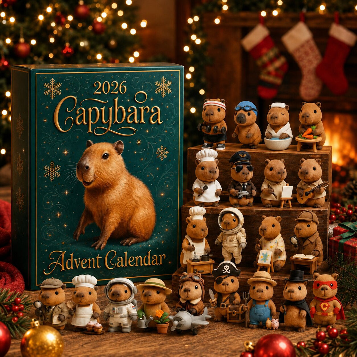 Calendrier de l'Avent 2026 sur le thème du capybara - Compte à rebours festif de 24 jours