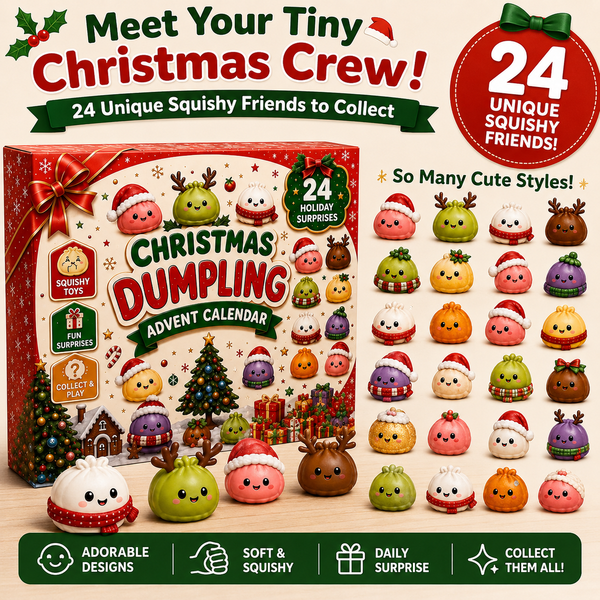 24-Day Christmas Mini Squishies Advent Calendar