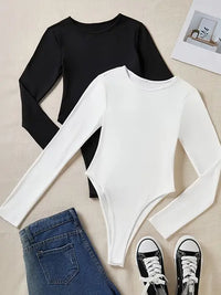 3-Pack Women's Casual Long-Sleeve Bodysuits