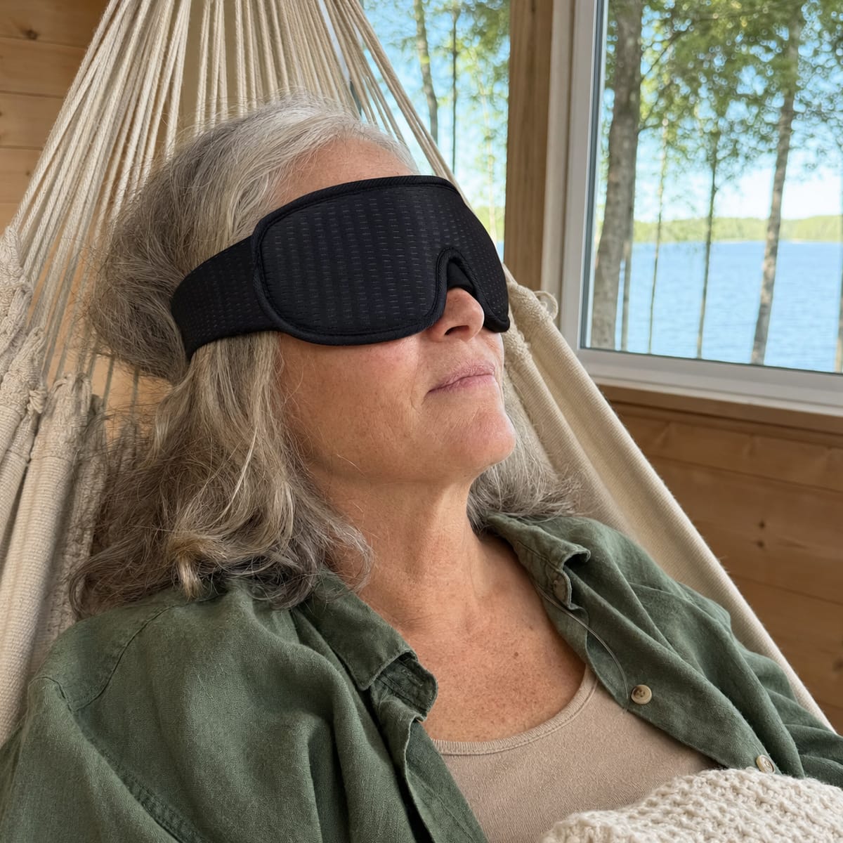 Masque de sommeil en mousse à mémoire de forme profilée 3D et polyester, avec sangle réglable, pour les voyages et le repos