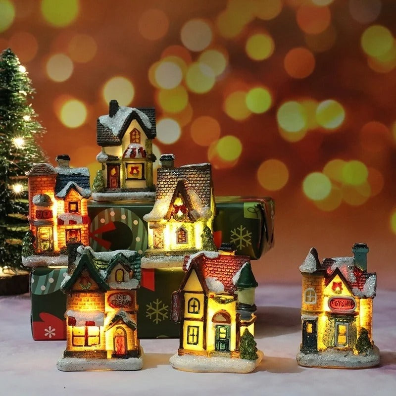 Ensemble de 6 maisons de village de Noël à LED