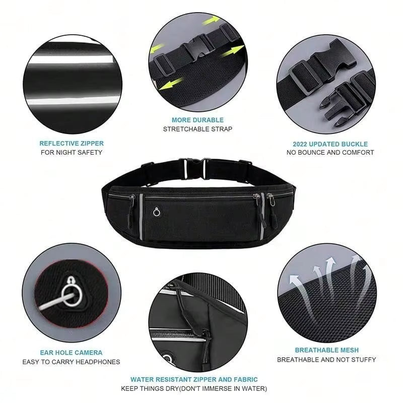 Adjustable Running Belt with Hidden Phone Pocket
