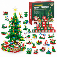 Advent Calendar with 24 Building Block Surprises and LED Christmas Tree Set