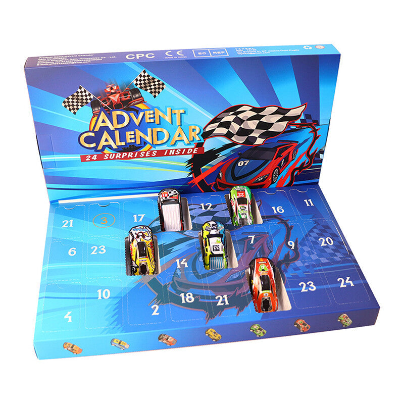 Advent Countdown Calendar | 24-Day Festive Countdown with Race Cars for Kids