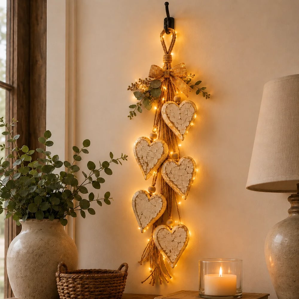 Aesthetic Wall Decor Hanging Glowing Heart Ornament