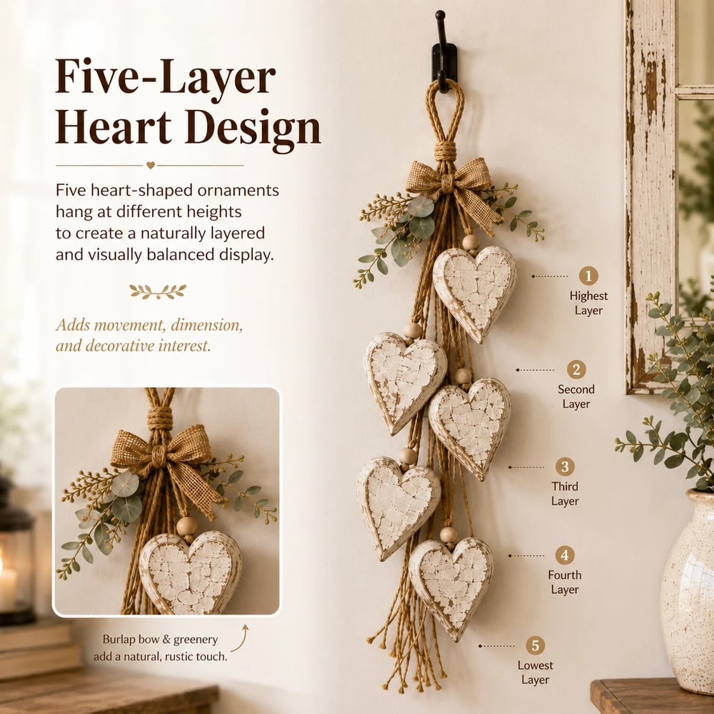 Aesthetic Wall Decor Hanging Glowing Heart Ornament