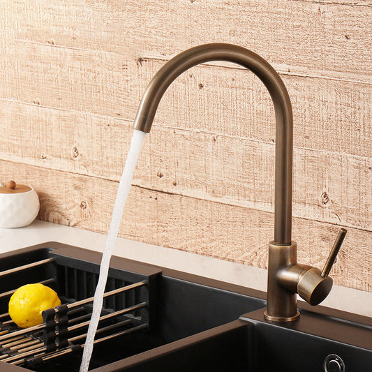 Antique Bronze Single Handle Brass Kitchen Faucet With Smooth Operation