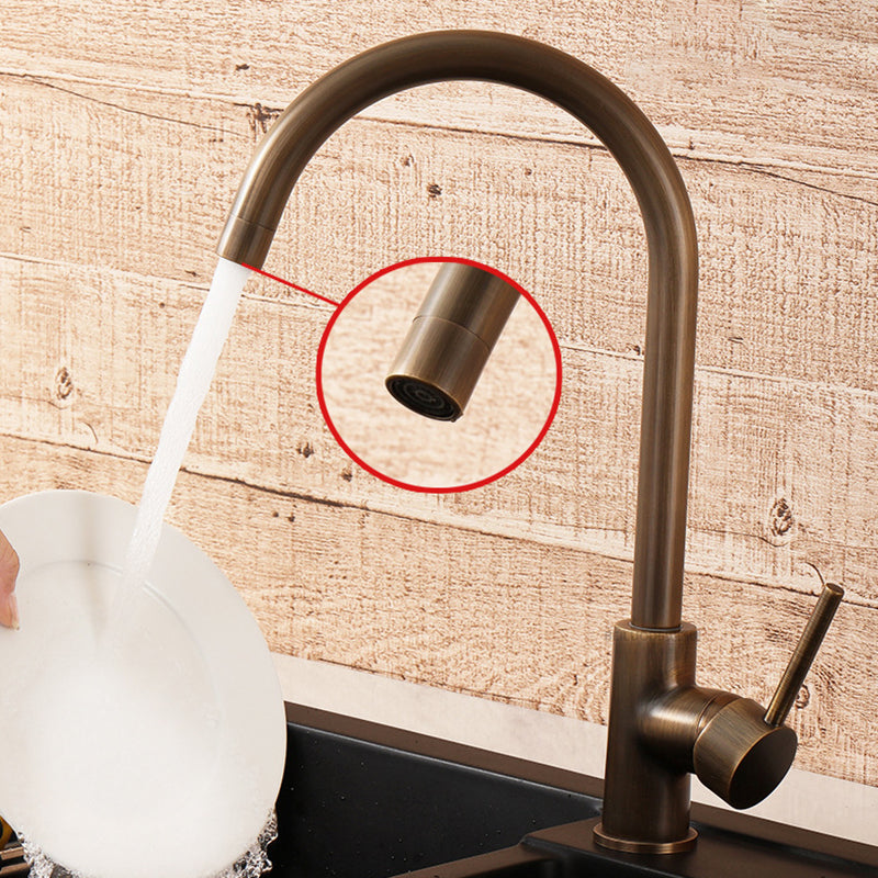 Antique Bronze Single Handle Brass Kitchen Faucet With Smooth Operation