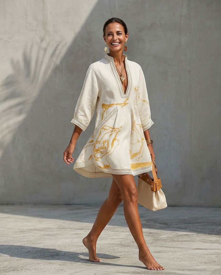 Artistic V-Neck Mini Dress