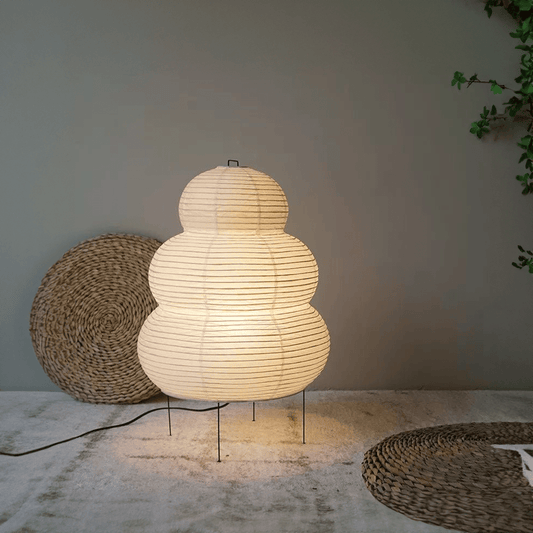 Artistic Wabi-Sabi Rice Paper Floor Lamp with Adjustable Stand