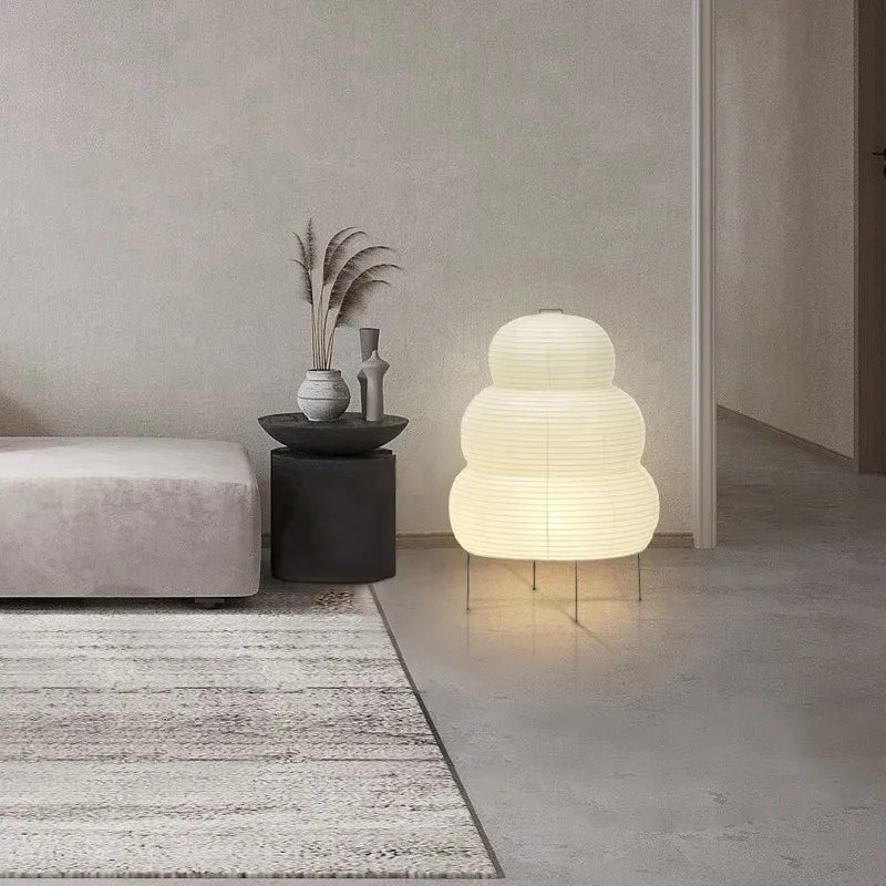 Lampadaire artistique wabi-sabi en papier de riz avec pied réglable