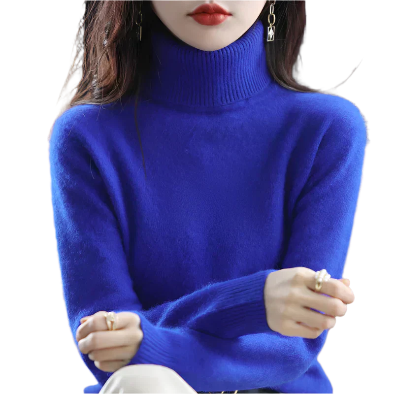 AuroraWeave 100% Cashmere Turtleneck For Women Autumn Knit