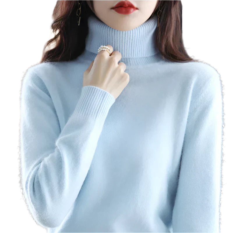 AuroraWeave 100% Cashmere Turtleneck For Women Autumn Knit