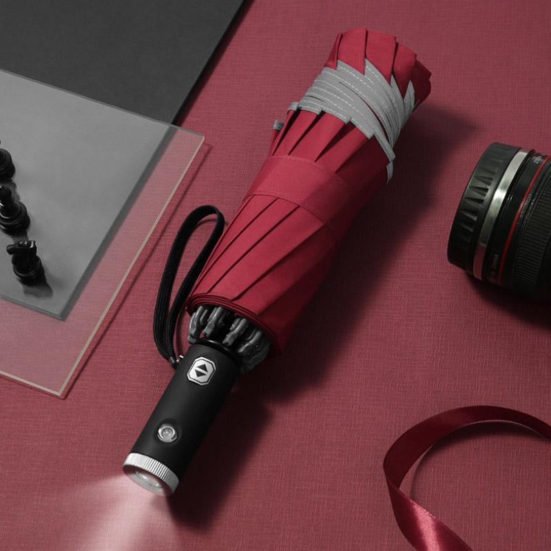 Automatic Folding Umbrella with LED and Reflective Stripe