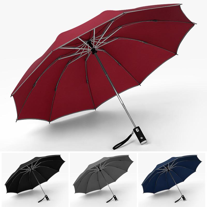 Automatic Folding Umbrella with LED and Reflective Stripe
