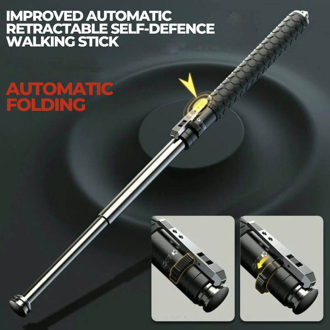 Automatic Self-Defense Walking Stick With Anti-Slip Grip