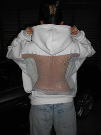 Sudadera con capucha Backstage Crystal-Mesh™ — domina el centro de atención con estilo audaz y comodidad lujosa