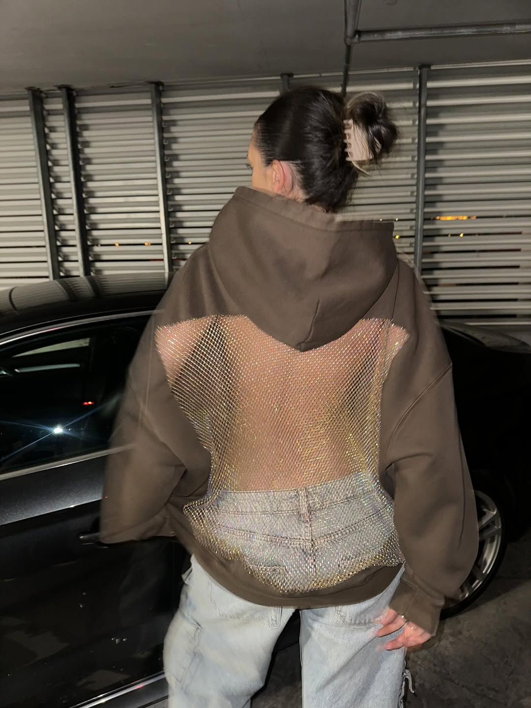 Backstage Crystal-Mesh Hoodie™ — Own the Spotlight with Daring Edge and Luxe Comfort