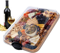 Plateau de charcuterie en bambou avec couvercle transparent verrouillable