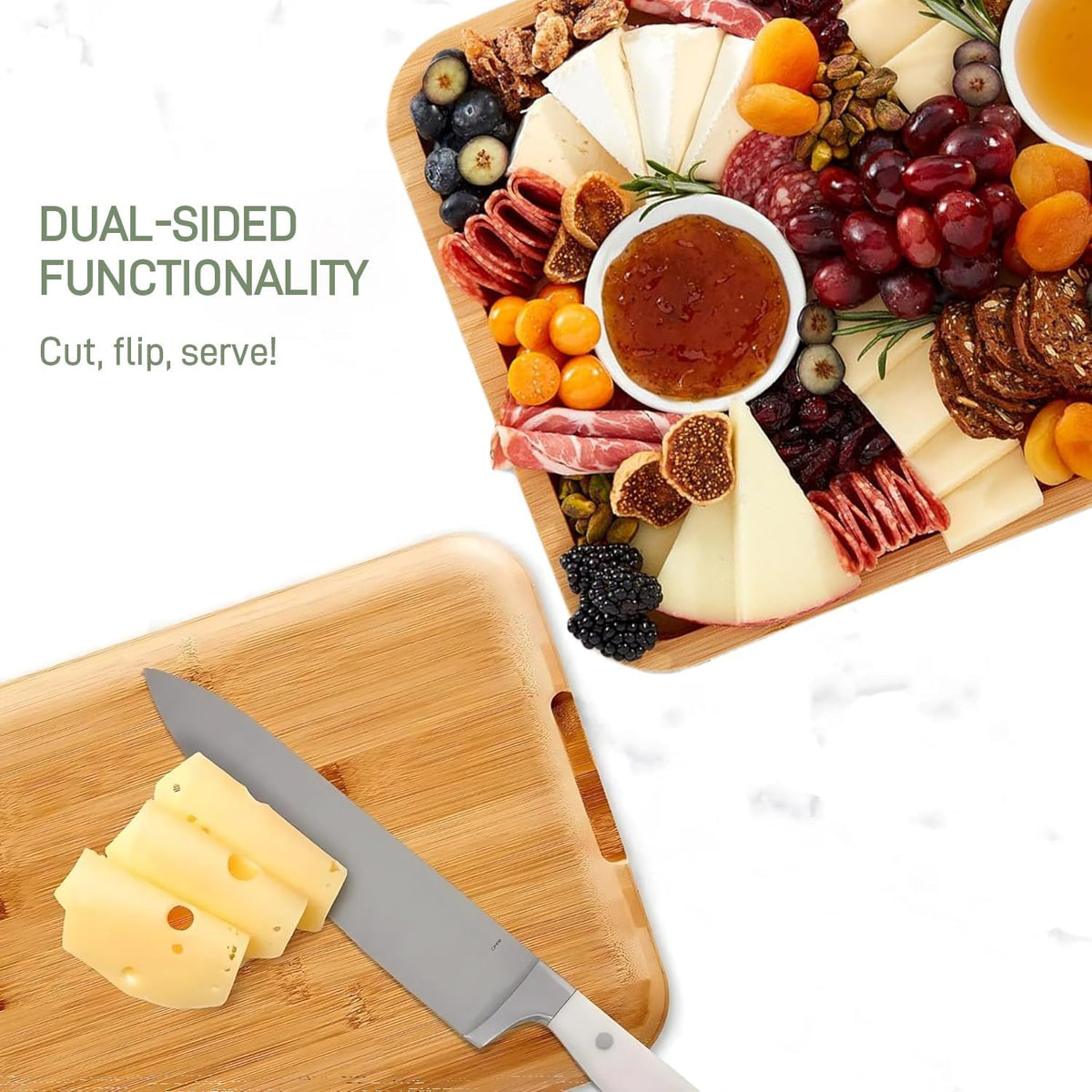 Plateau de charcuterie en bambou avec couvercle transparent verrouillable
