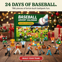 Baseball Advent Calendar, 24 Days of Brick Players and Ballpark Builds, 786 Pieces