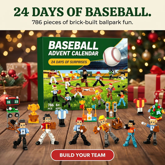 Baseball Advent Calendar, 24 Days of Brick Players and Ballpark Builds, 786 Pieces