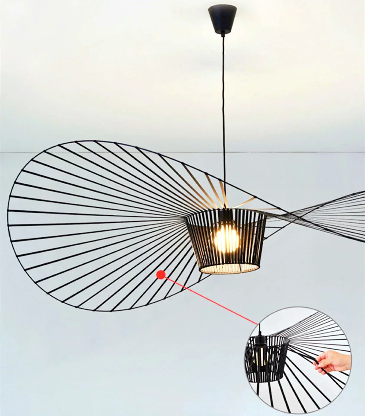 Black Hat-Shaped Pendant Lamp – Modern Elegance
