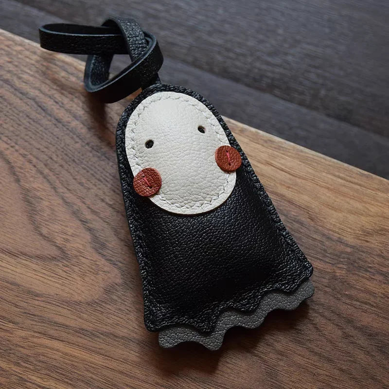 Black No-Face Leather Bag Charm & Keychain
