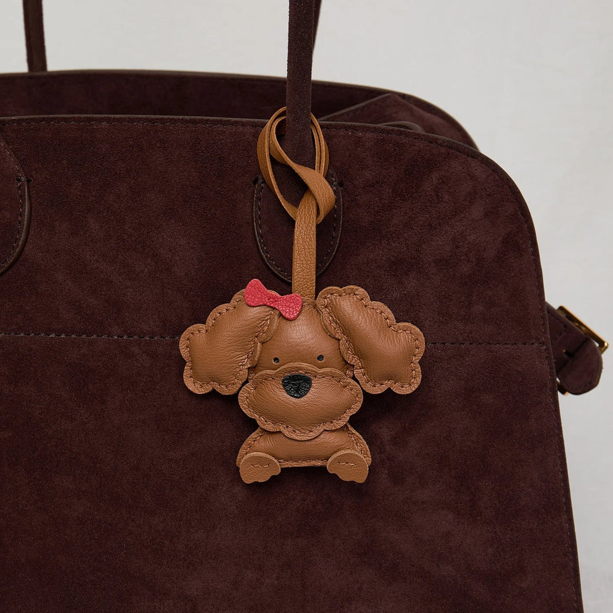 Black No-Face Leather Bag Charm & Keychain