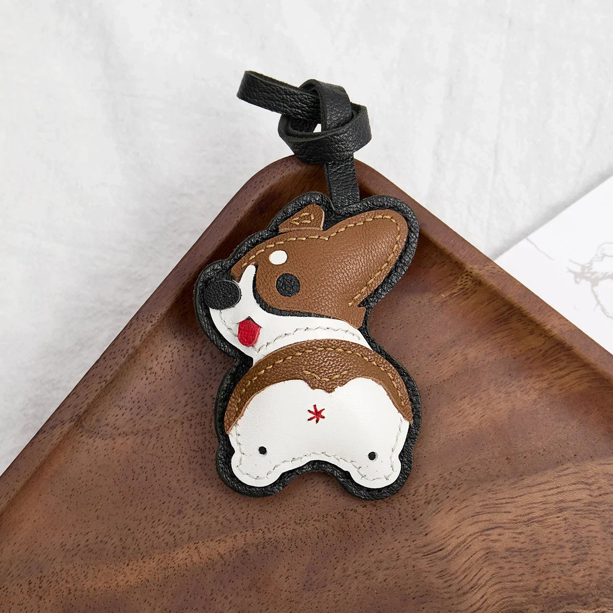 Black No-Face Leather Bag Charm & Keychain