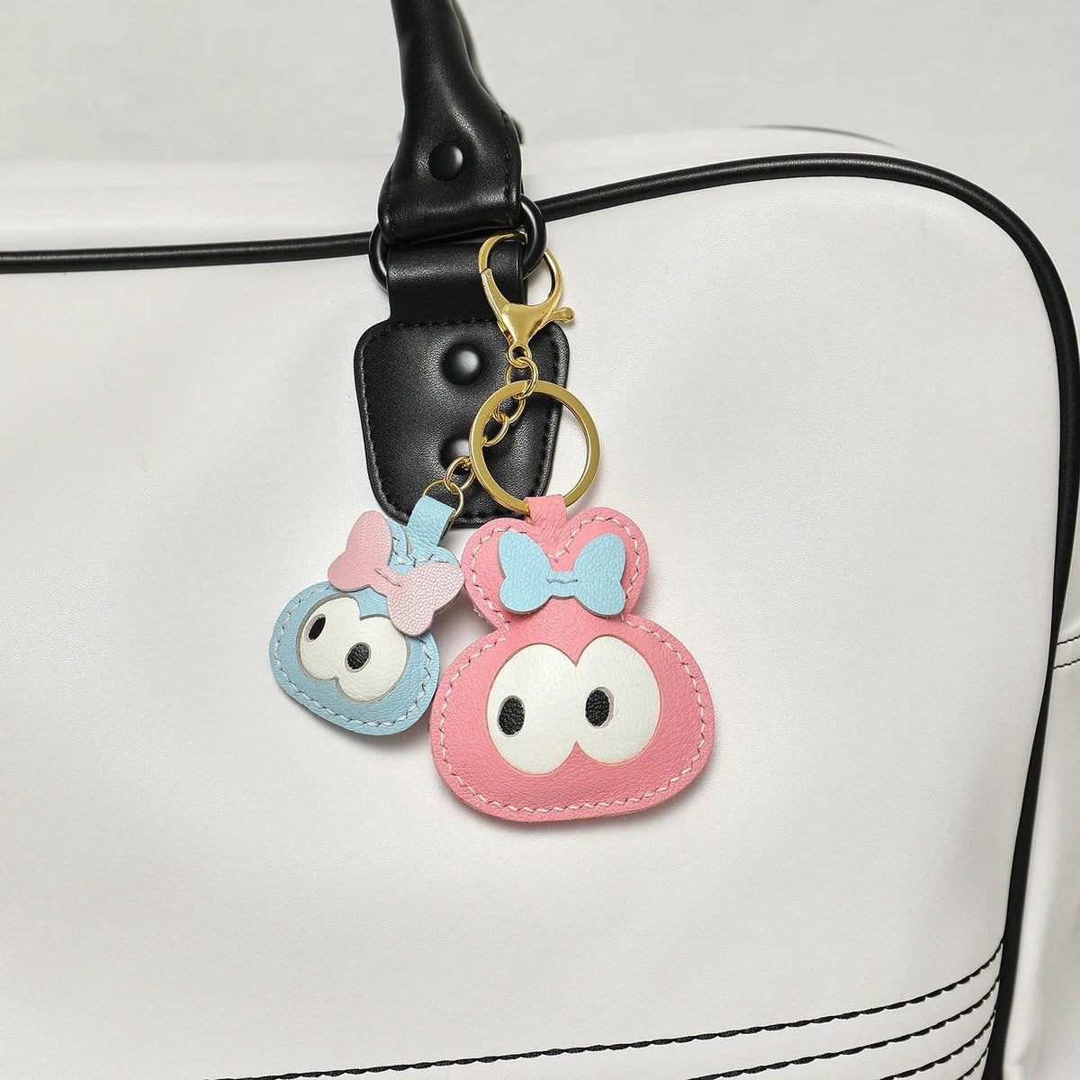 Black No-Face Leather Bag Charm & Keychain