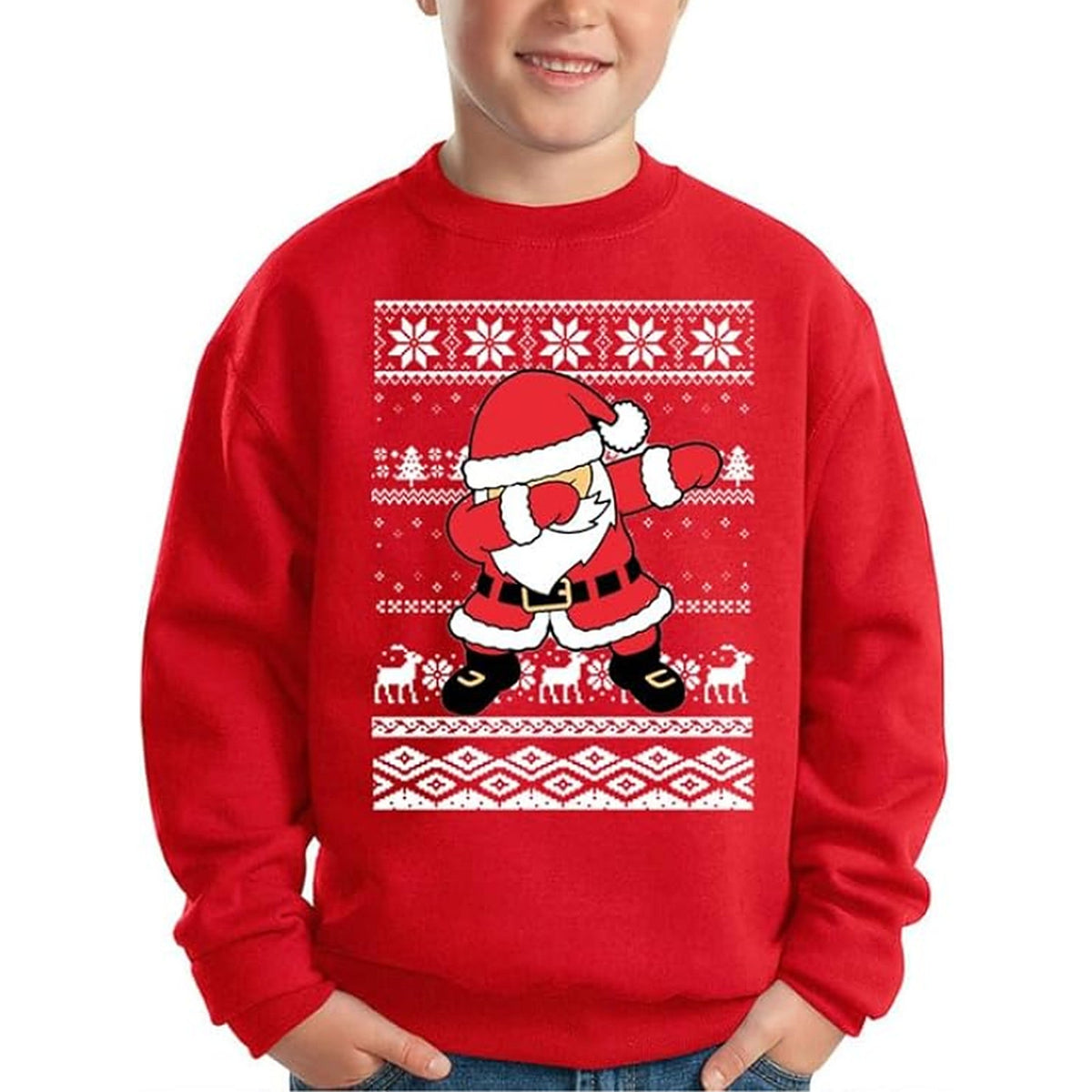 Boys' Christmas Sweater - Warm Kids' Sweater with Cheerful Santa Motif