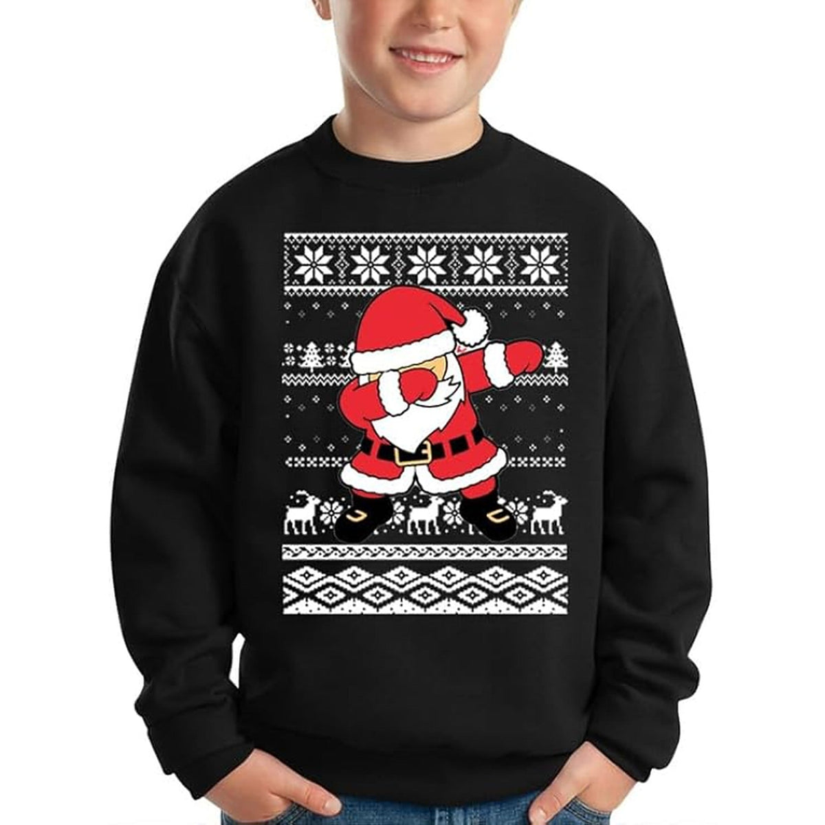 Boys' Christmas Sweater - Warm Kids' Sweater with Cheerful Santa Motif