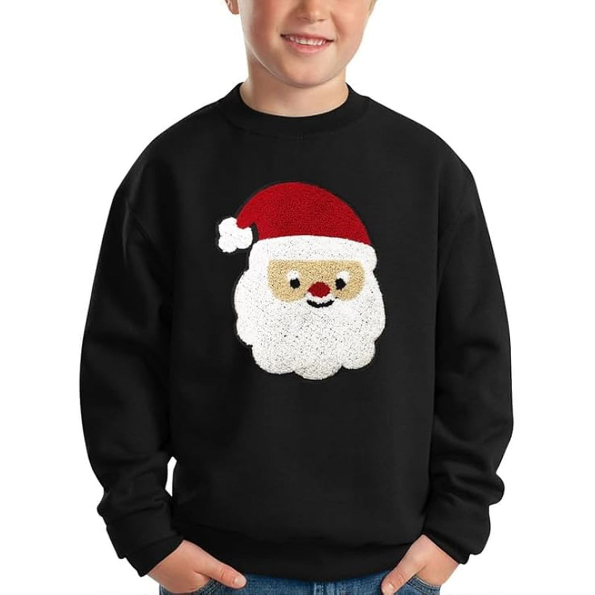 Boys' Christmas Sweater - Warm Kids' Sweater with Cheerful Santa Motif