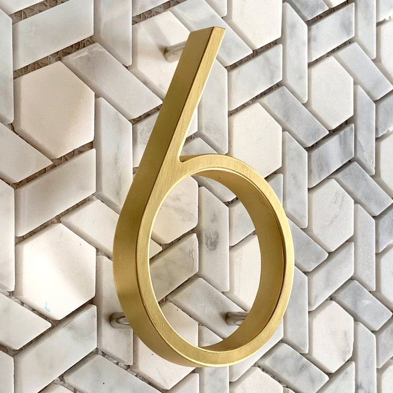 Brass House Numbers Satin Finish and Timeless Elegance
