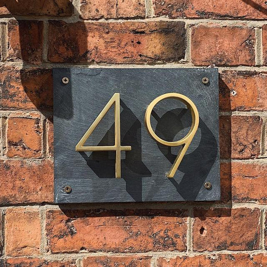 Brass House Numbers Satin Finish and Timeless Elegance