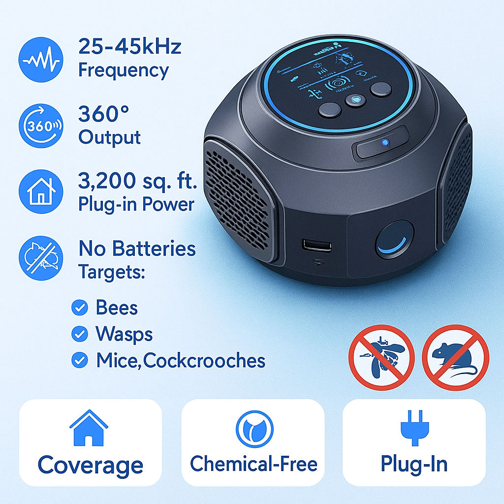 Breevo Ultrasonic Bee & Wasp Repellent For 360 Coverage